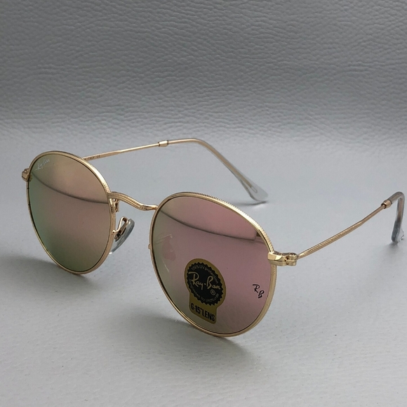 LIKE NEW RayBan Round Metal RB3447 Pink Mirror Flash Ray ban Sunglasses - Picture 3 of 13